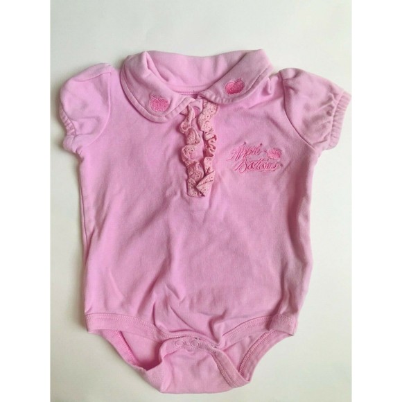 Girls Size 9M 6-9 Months Two Piece Pink Apple Bottom Top & Butterfly Pants - Picture 3 of 8